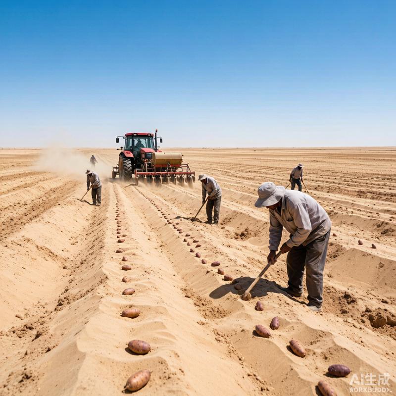 Yam planting in desert field