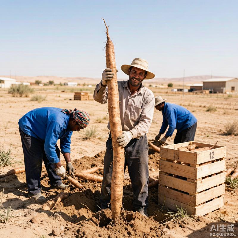 Hand harvest of long yam roots